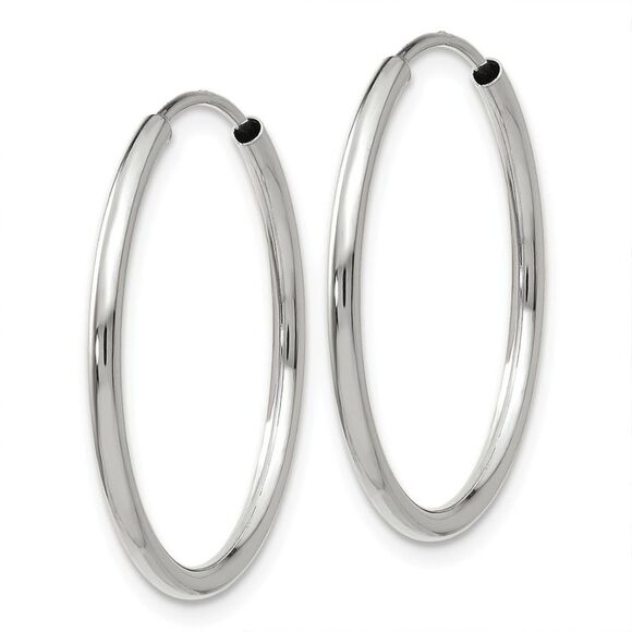 1.5mm, 14k White Gold Endless Hoop Earrings, 22mm (7/8 Inch) - Picture 2 of 4